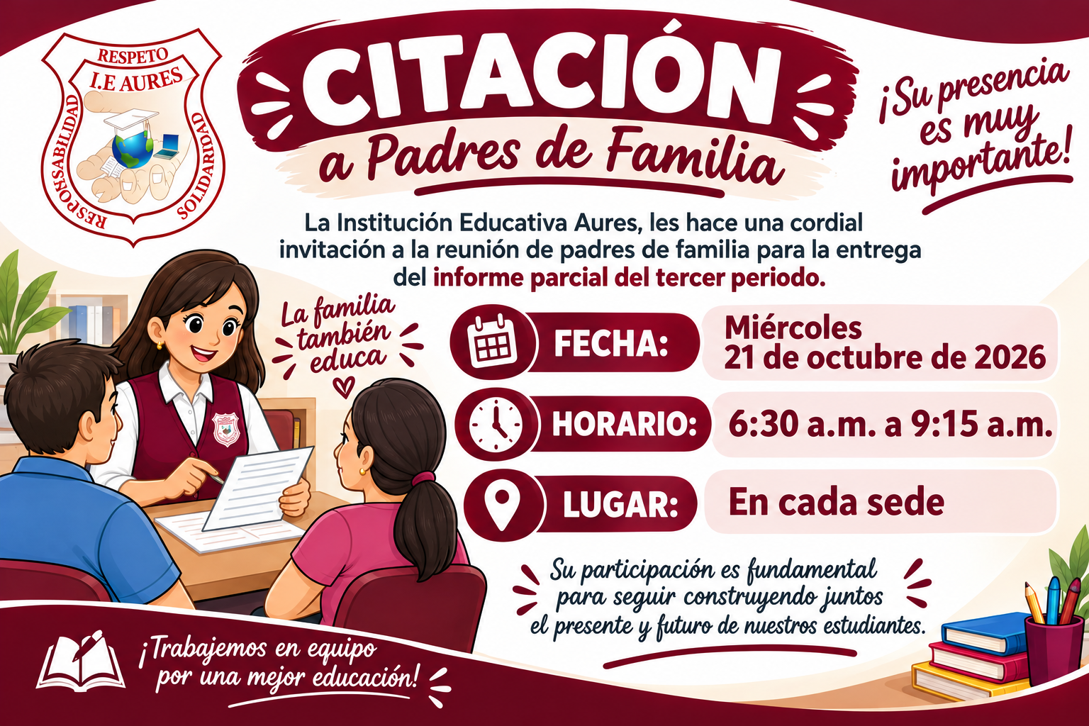 Citación a padres de familia en Aures